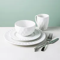 KSP Prism Porcelain Dinnerware - Set of 16 (White)