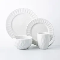 KSP Prism Porcelain Dinnerware - Set of 16 (White)