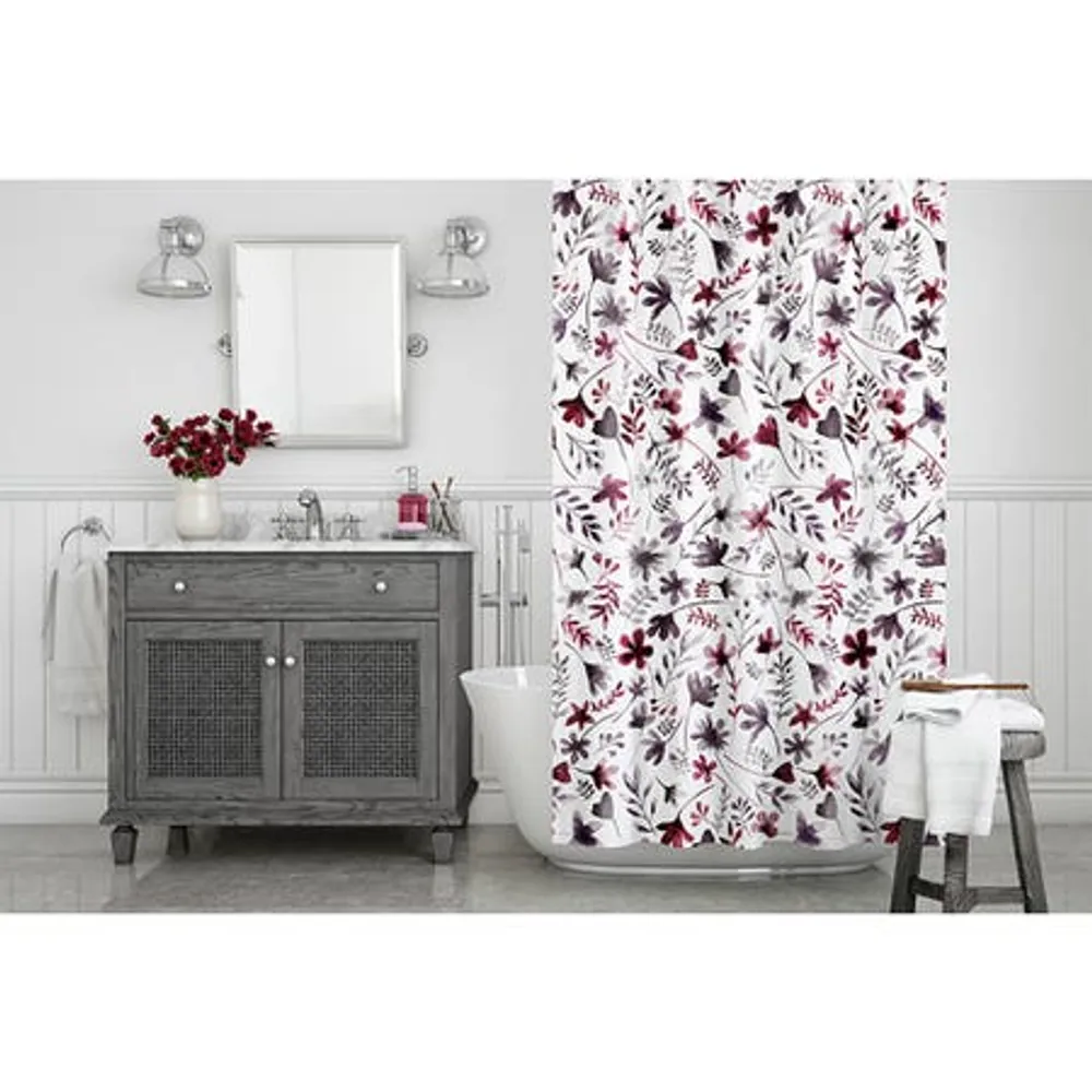 Splash Polyester Fabric 'Adara' Shower Curtain (Maroon)