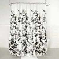 Splash Polyester Fabric 'Mio Leaf' Shower Curtain (Black/White)