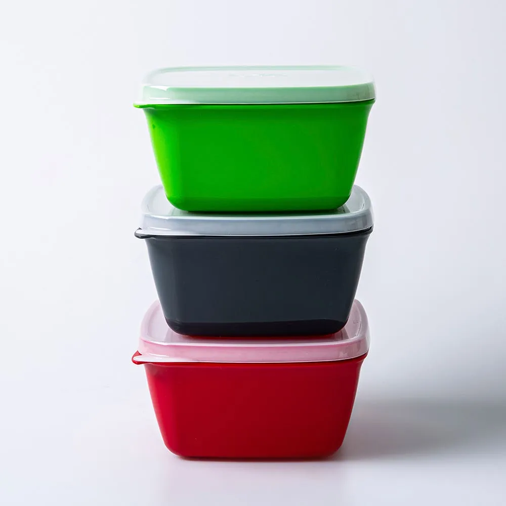 Joie Meal Seal Food Storage Container Square - Set of 3 (Multi Colour)