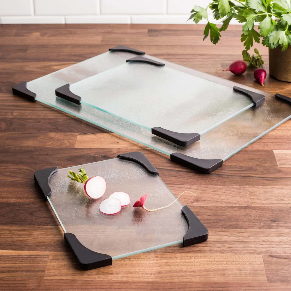 KSP Stylus Glass Cutting Board with Silicon - Set of 3