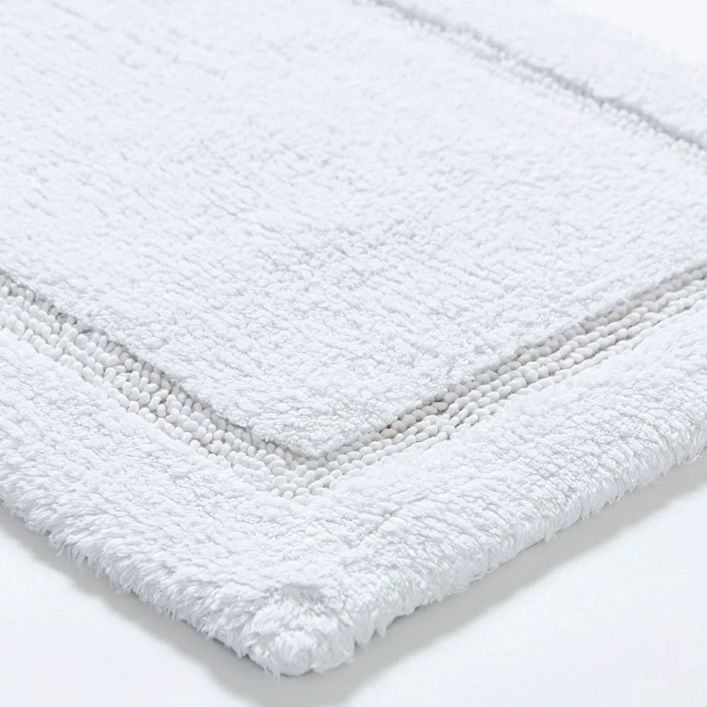 KSP Plush Single Race Track Anti-Skid Cotton Bathmat 17x24" (White)