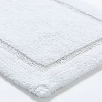 KSP Plush Single Race Track Anti-Skid Cotton Bathmat 17x24" (White)