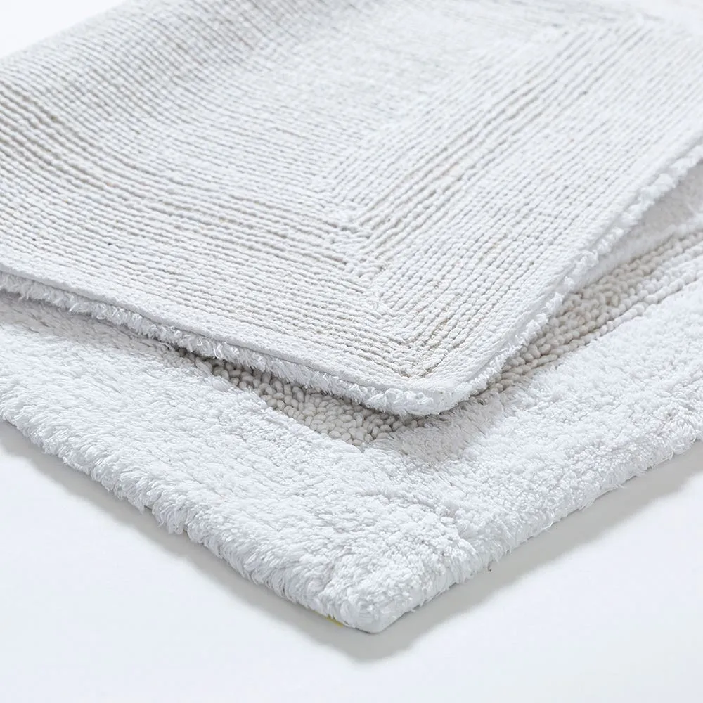 KSP Plush Single Race Track Anti-Skid Cotton Bathmat 20x32" (White)