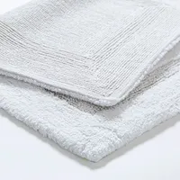 KSP Plush Single Race Track Anti-Skid Cotton Bathmat 20x32" (White)