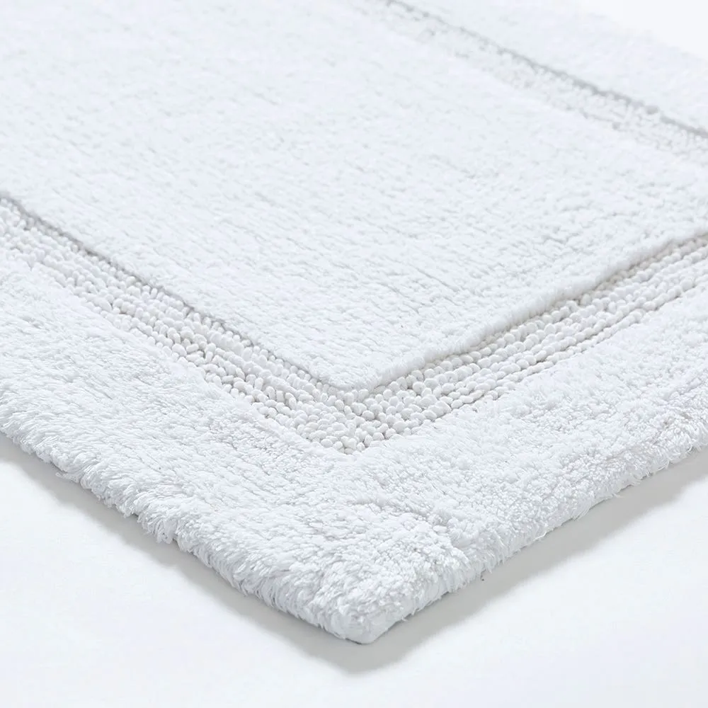 KSP Plush Single Race Track Anti-Skid Cotton Bathmat 20x32" (White)