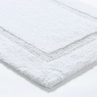 KSP Plush Single Race Track Anti-Skid Cotton Bathmat 20x32" (White)