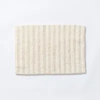 KSP Plush Stripe Cotton Reversible Bathmat 17x24" (Natural)