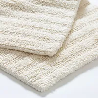 KSP Plush Stripe Cotton Reversible Bathmat 17x24" (Natural)