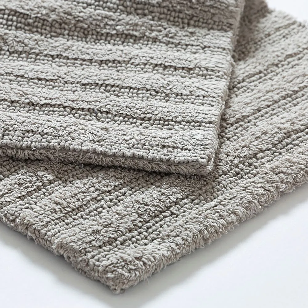 KSP Plush Stripe Cotton Reversible Bathmat 17x24" (Light Grey)