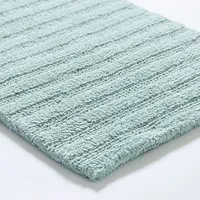 KSP Plush Stripe Cotton Reversible Bathmat 17x24" (Aqua)