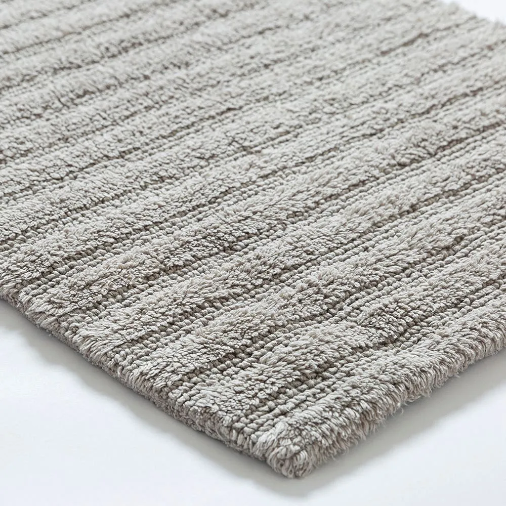 KSP Plush Stripe Cotton Reversible Bathmat 20x32" (Light Grey)