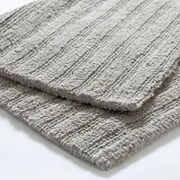 KSP Plush Stripe Cotton Reversible Bathmat 20x32" (Light Grey)