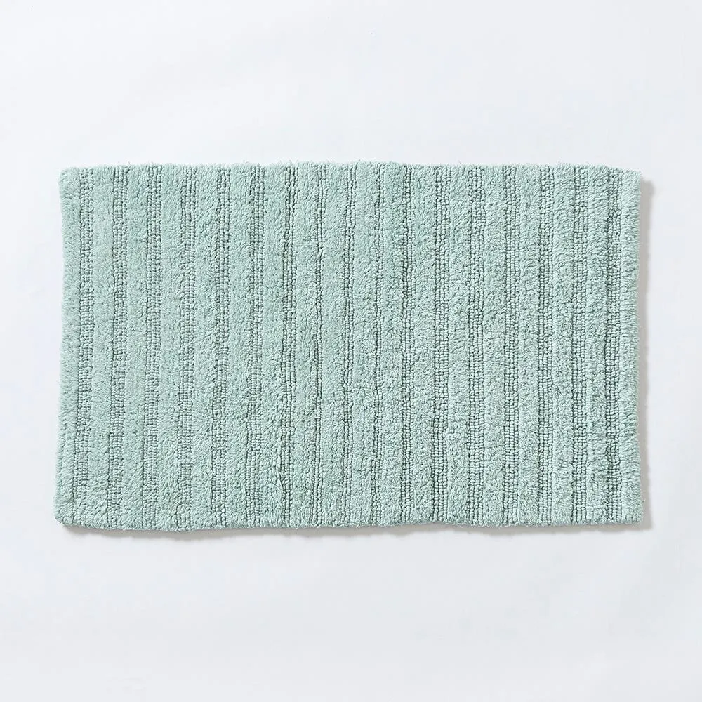 KSP Plush Stripe Cotton Reversible Bathmat 20x32" (Aqua)