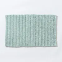 KSP Plush Stripe Cotton Reversible Bathmat 20x32" (Aqua)