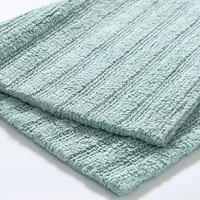 KSP Plush Stripe Cotton Reversible Bathmat 20x32" (Aqua)