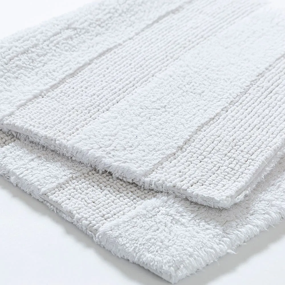 KSP Plush Thick Stripe Cotton Reversible Bathmat 20x32