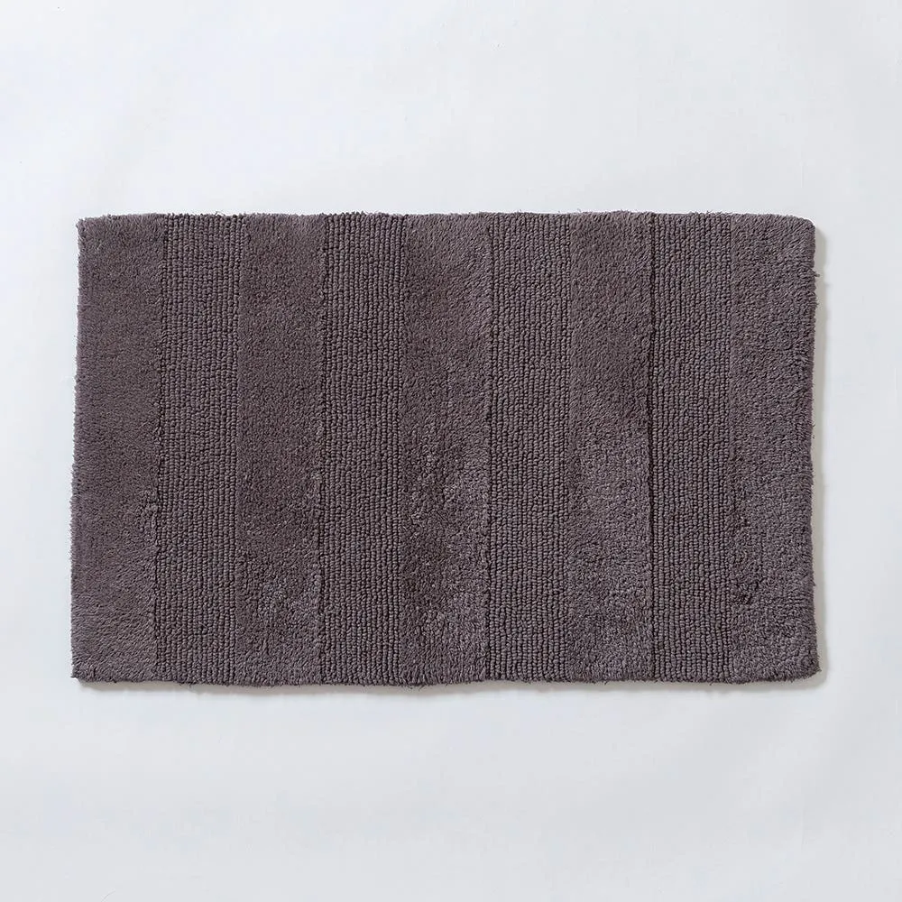 KSP Plush Thick Stripe Cotton Reversible Bathmat 20x32" (Dark Grey)