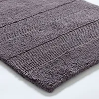 KSP Plush Thick Stripe Cotton Reversible Bathmat 20x32" (Dark Grey)