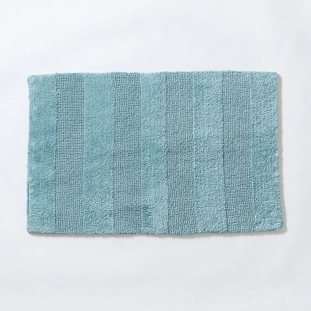 KSP Plush Thick Stripe Cotton Reversible Bathmat 20x32" (Light Blue)