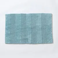 KSP Plush Thick Stripe Cotton Reversible Bathmat 20x32" (Light Blue)