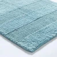 KSP Plush Thick Stripe Cotton Reversible Bathmat 20x32" (Light Blue)