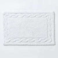 KSP Plush Scroll Anti-Skid Cotton Bathmat 20x32" (White)
