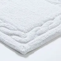 KSP Plush Scroll Anti-Skid Cotton Bathmat 20x32" (White)