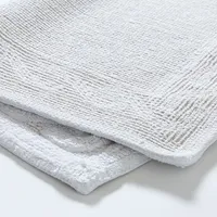 KSP Plush Scroll Anti-Skid Cotton Bathmat 20x32" (White)