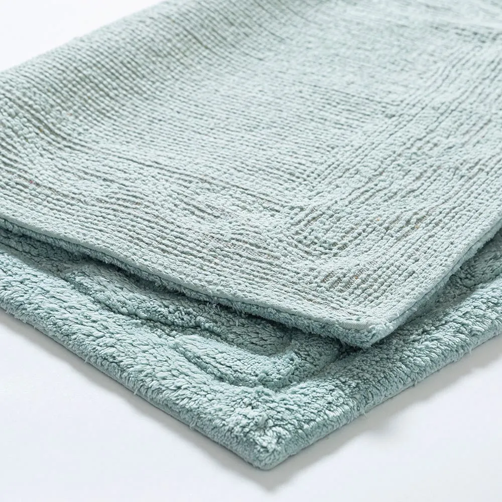 KSP Plush Scroll Anti-Skid Cotton Bathmat 20x32" (Aqua)