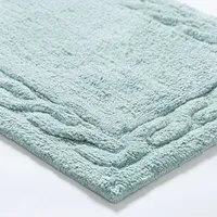 KSP Plush Scroll Anti-Skid Cotton Bathmat 20x32" (Aqua)