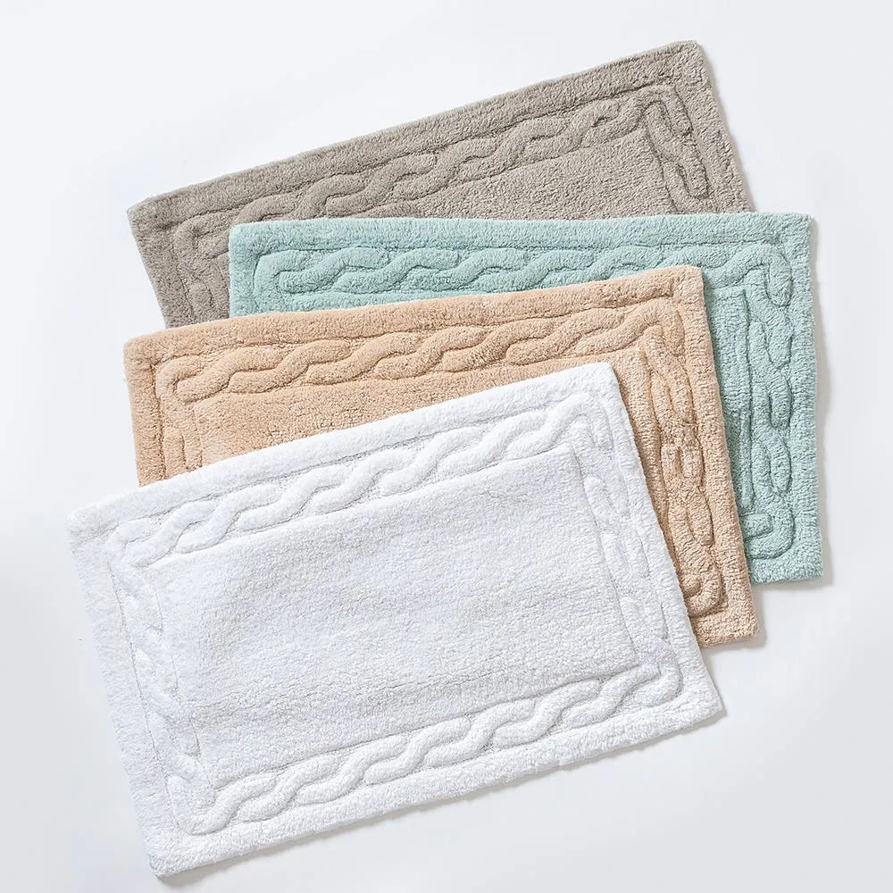 KSP Plush Scroll Anti-Skid Cotton Bathmat 20x32" (Aqua)