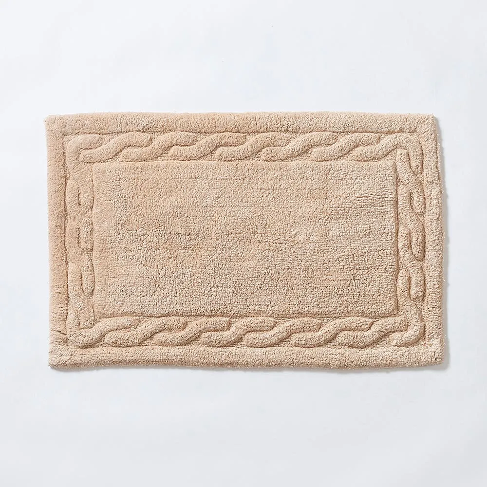 KSP Plush Scroll Anti-Skid Cotton Bathmat 20x32" (Beige)