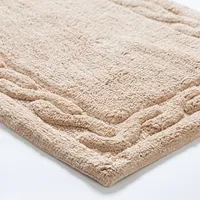KSP Plush Scroll Anti-Skid Cotton Bathmat 20x32" (Beige)