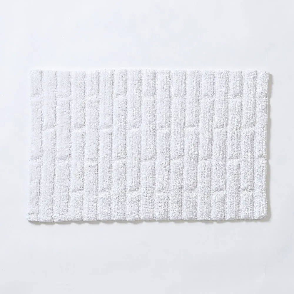 KSP Plush Tile Anti-Skid Cotton Bathmat 20x32" (White)