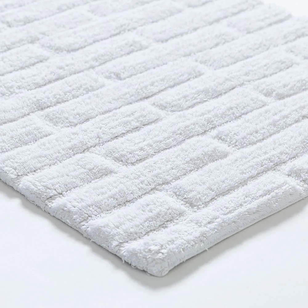 KSP Plush Tile Anti-Skid Cotton Bathmat 20x32" (White)