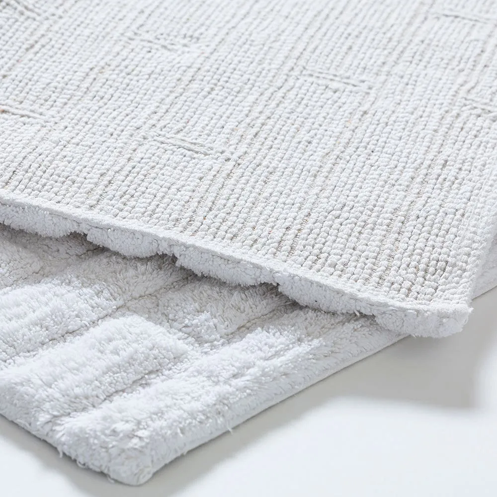 KSP Plush Tile Anti-Skid Cotton Bathmat 20x32" (White)