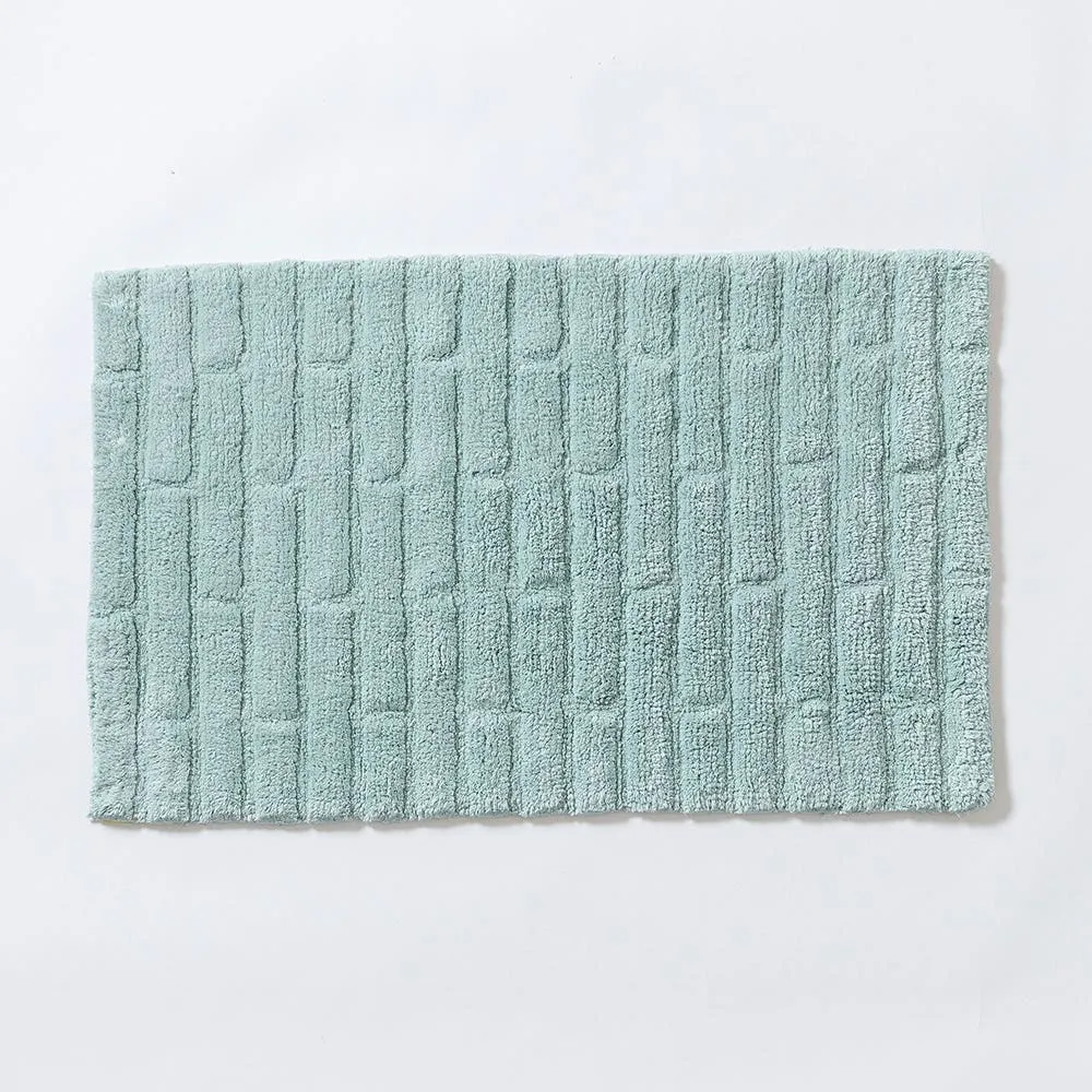 KSP Plush Tile Anti-Skid Cotton Bathmat 20x32" (Aqua)