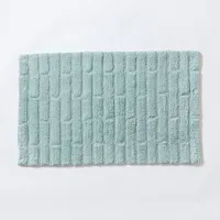 KSP Plush Tile Anti-Skid Cotton Bathmat 20x32" (Aqua)