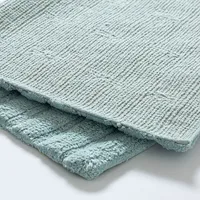 KSP Plush Tile Anti-Skid Cotton Bathmat 20x32" (Aqua)