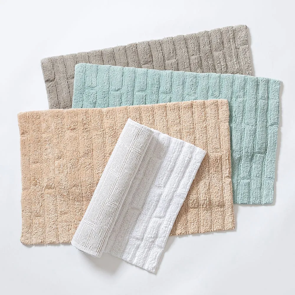 KSP Plush Tile Anti-Skid Cotton Bathmat 20x32" (Aqua)