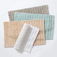 KSP Plush Tile Anti-Skid Cotton Bathmat 20x32" (Aqua)