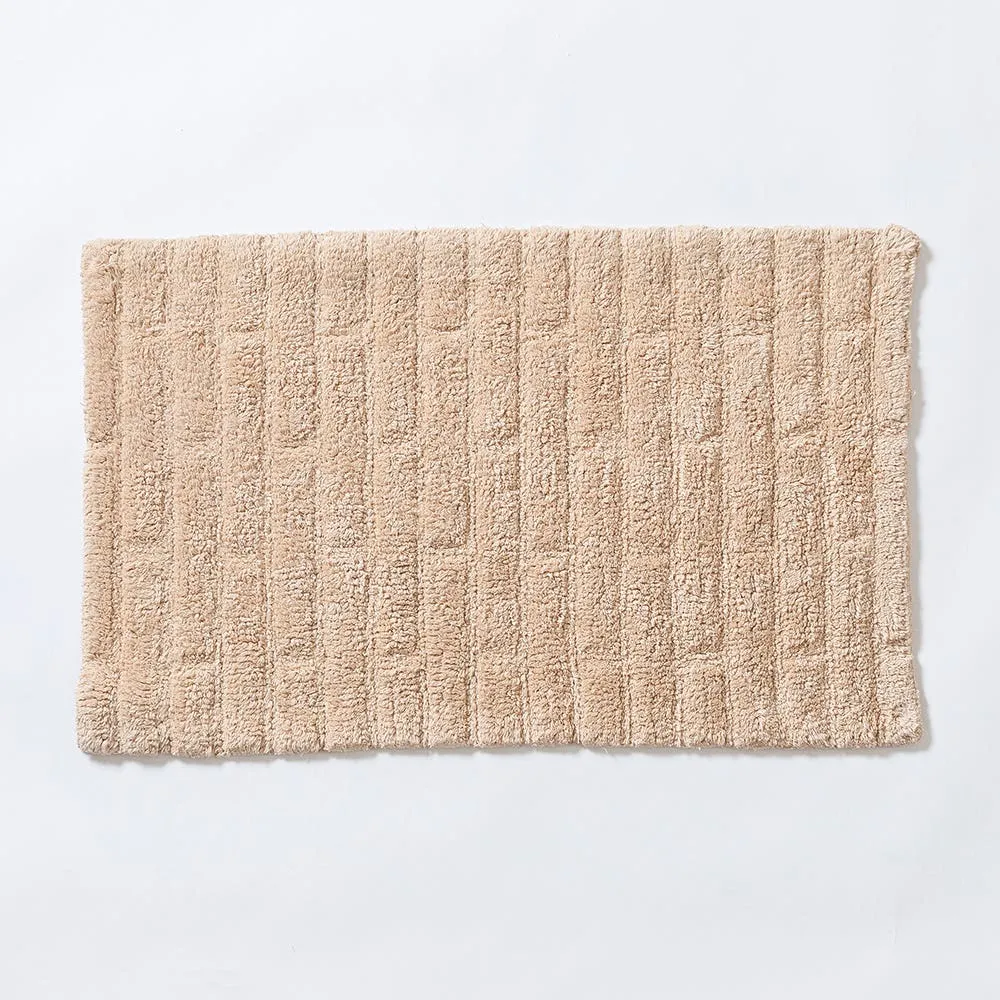 KSP Plush Tile Anti-Skid Cotton Bathmat 20x32" (Beige)