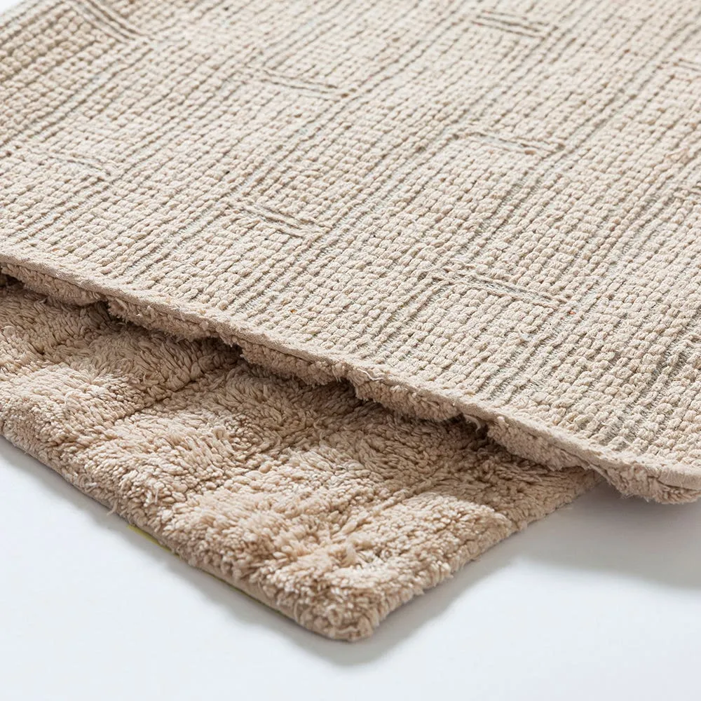 KSP Plush Tile Anti-Skid Cotton Bathmat 20x32" (Beige)