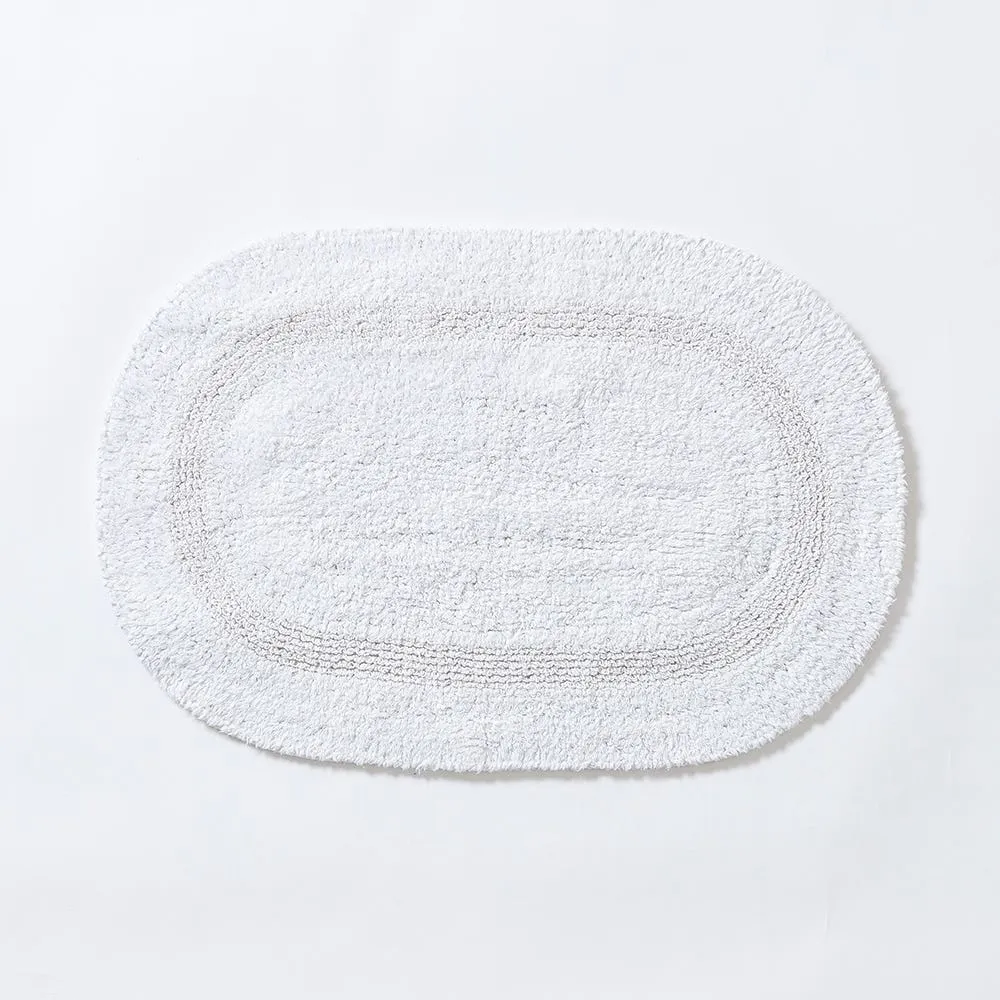 KSP Plush Oval Cotton Reversible Bathmat 18x28" (White)