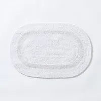 KSP Plush Oval Cotton Reversible Bathmat 18x28" (White)