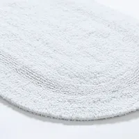 KSP Plush Oval Cotton Reversible Bathmat 18x28" (White)