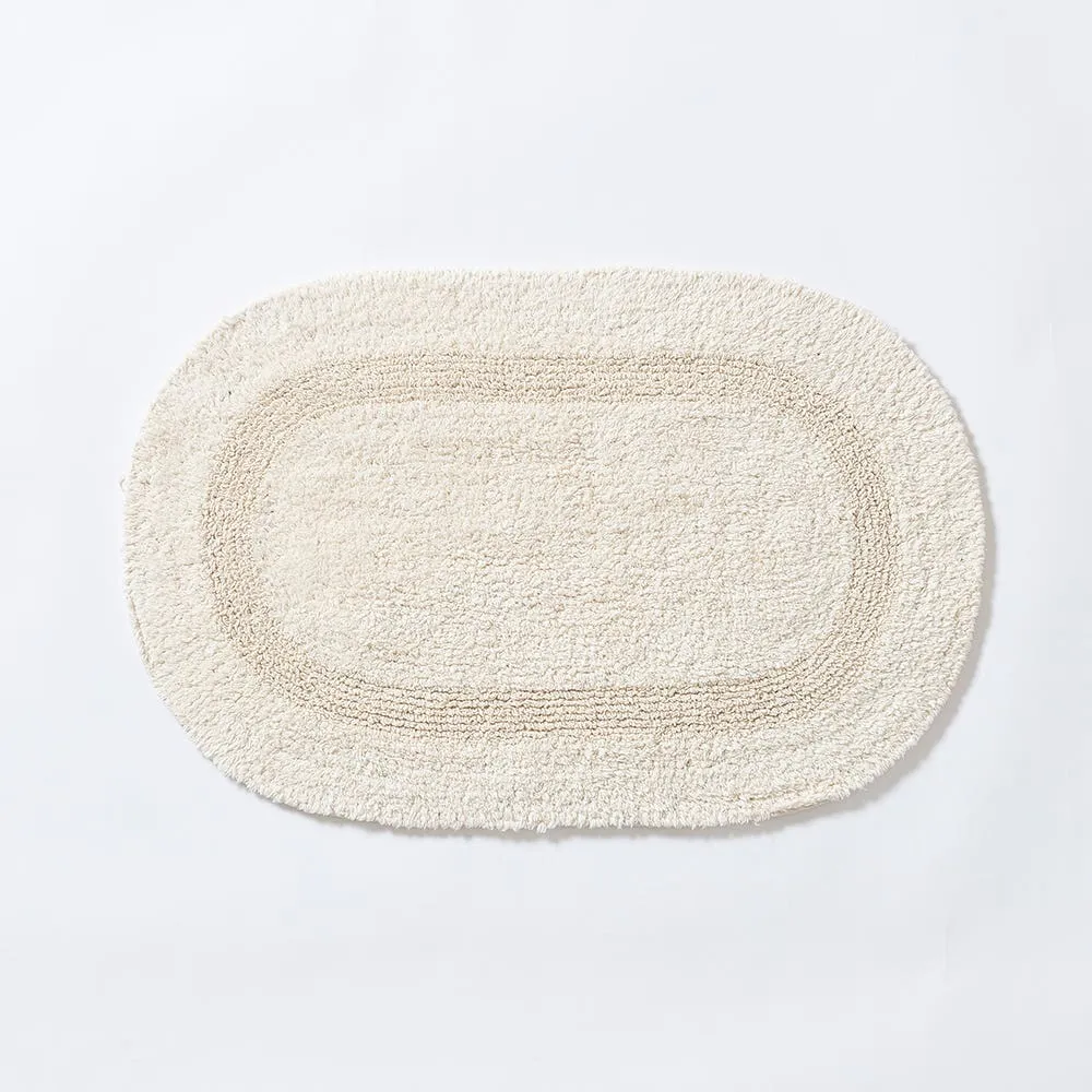 KSP Plush Oval Cotton Reversible Bathmat 18x28" (Natural)