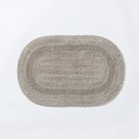 KSP Plush Oval Cotton Reversible Bathmat 18x28" (Light Grey)